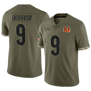 Joe Burrow Cincinnati Bengals Youth Limited 2022 Salute To Service Nike Jersey - Olive